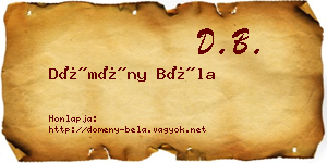 Dömény Béla névjegykártya